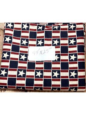 Vintage Patriotic Star & Stripe Cotton Fabric 45"x25" Red/White/Blue